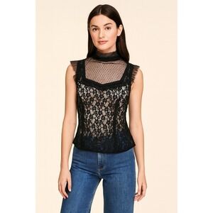 Tramp Top Womens S Black Lace Feminine Coquette Emo Whimsical Y2K Fairycore‎